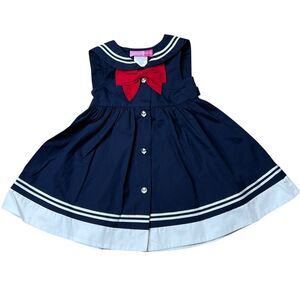 New Good Lad Girl’s Size 18 Months Dress Navy Nautica Sailor Collar